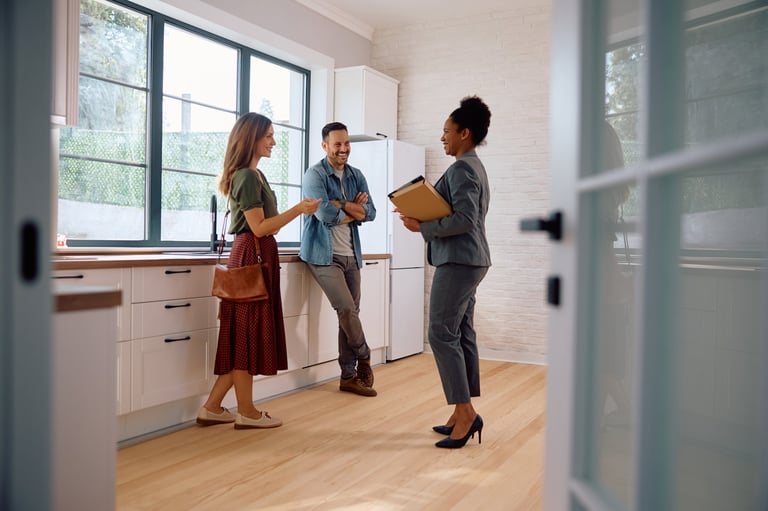 Happy family in their new Sacramento home